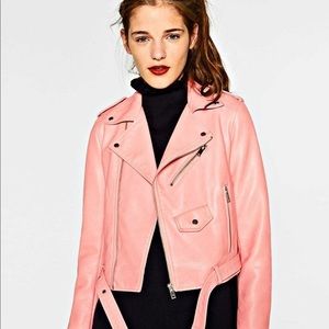 Zara Pink Faux-Leather jacket
